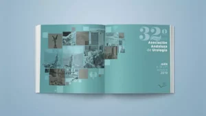 Diseño de catálogo para el 32 Congreso de la AAU realizado por Hurra! Estudio