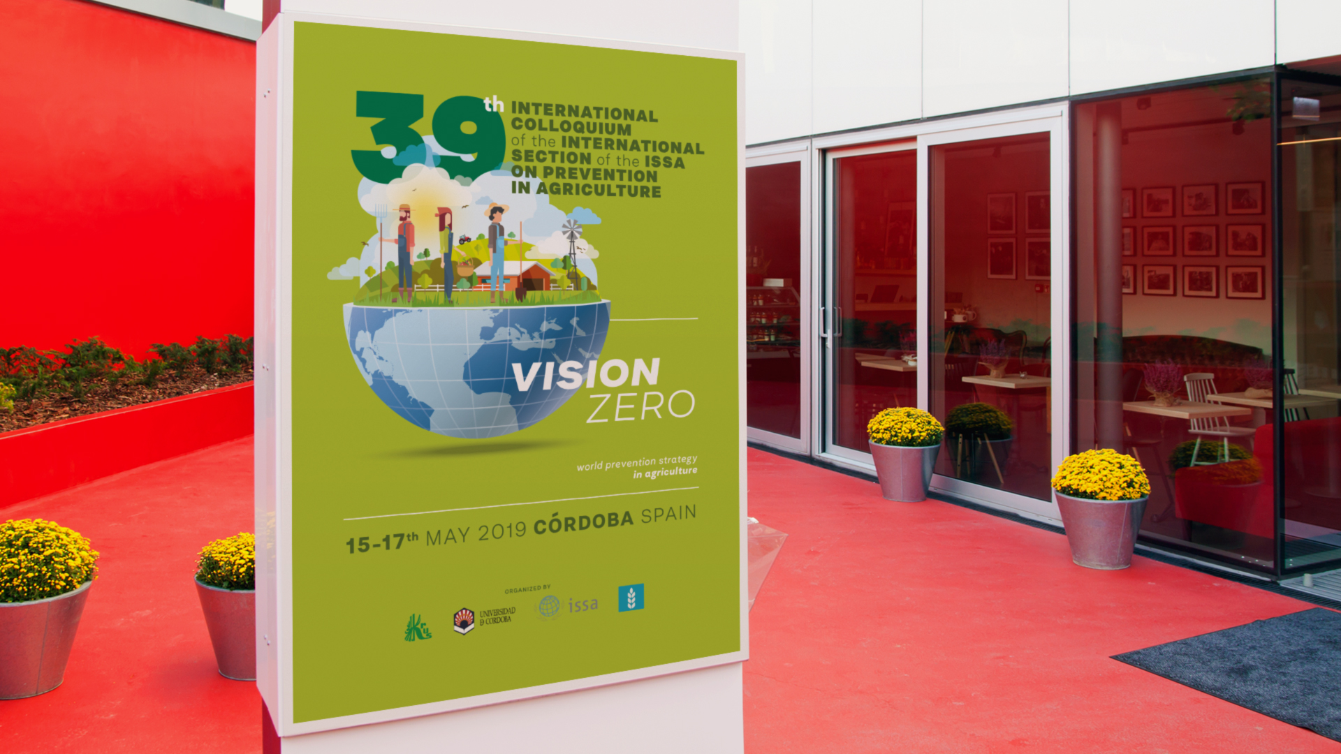 Aplicación exterior diseño gráfico evento ISSA Córdoba