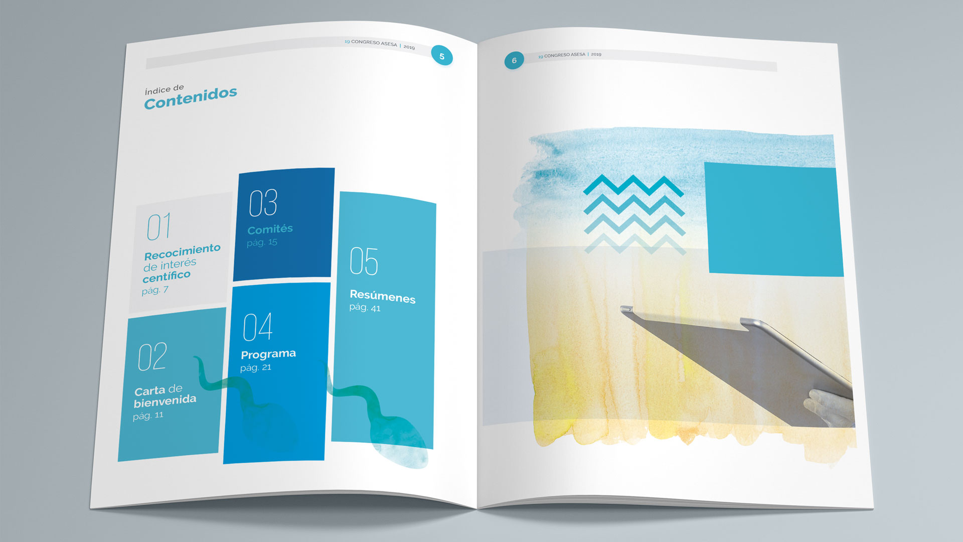 Interior del folleto editorial del congreso ASESA Cádiz 2019